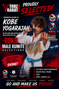 Congratulations to Kobe Yogarajah on his selections for the WKF World Championships in Poland