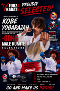 Congratulations to Kobe Yogarajah on his selections for the WKF World Championships in Poland